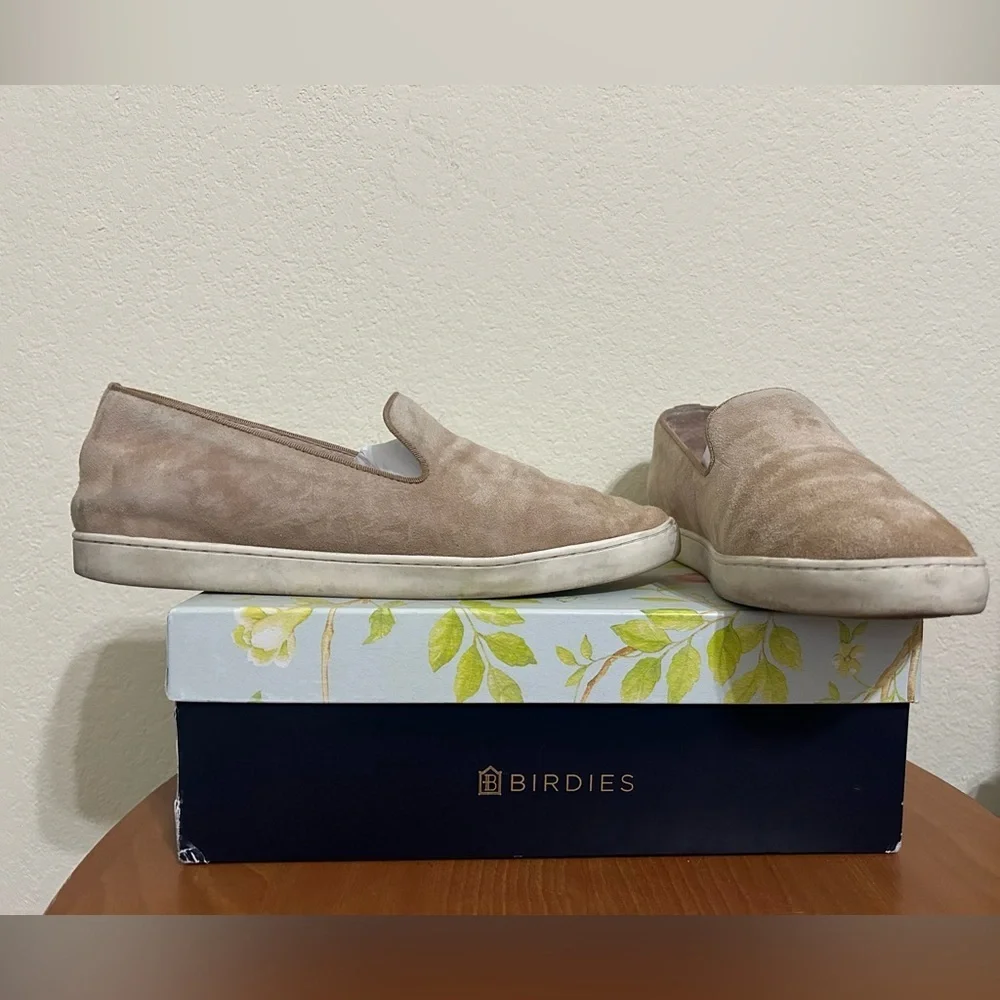 BIRDIES The Swift Classic Shell Suede Slip On Sneaker Beige Tan Loafer Size 9.5